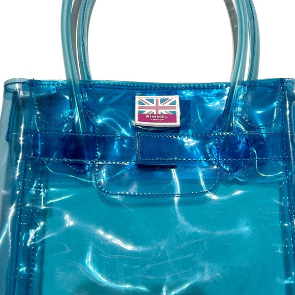 Rimmel London Turquoise Blue Transparent Makeup Cosmetic Bag Purse Toiletry Tote - Picture 5 of 11